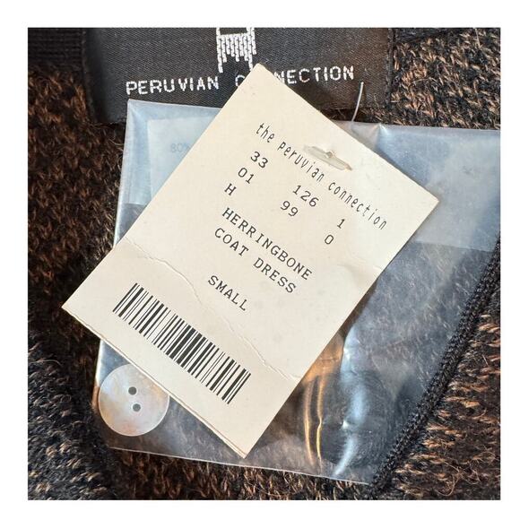 Peruvian Connection Women's sz Small Herringbone Coat Dress Long Sleeve NWT - Picture 4 of 9